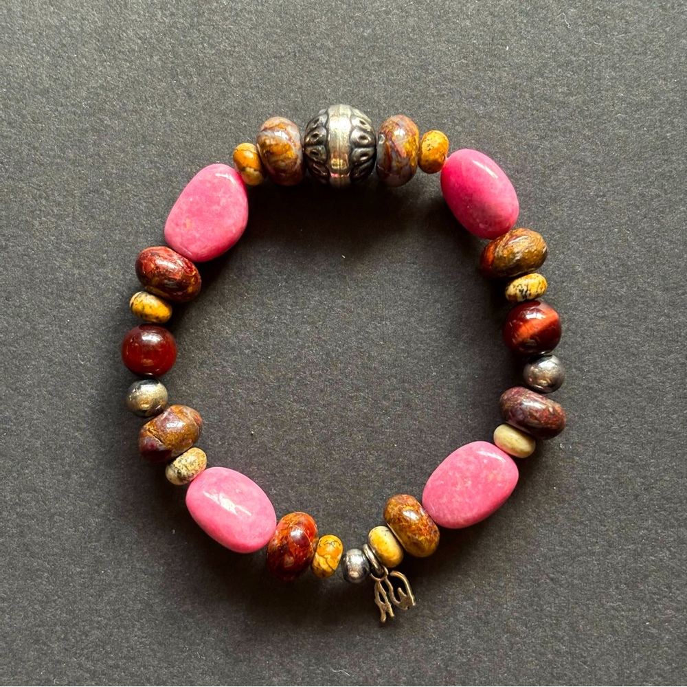 American West Sterling Silver Rhodonite Red Jasper Bracelet